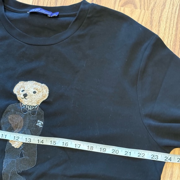 Polo Ralph Lauren Black Tee with Bear Embroidery purple label bear rare - Picture 5 of 6